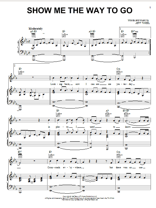 Oak Ridge Boys Show Me The Way To Go sheet music notes and chords arranged for Piano, Vocal & Guitar Chords (Right-Hand Melody)