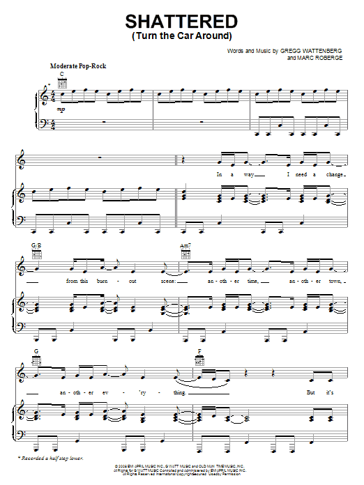 O.A.R. Shattered (Turn The Car Around) sheet music notes and chords arranged for ChordBuddy