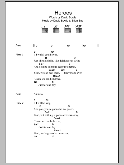 Oasis Heroes sheet music notes and chords arranged for Guitar Chords/Lyrics