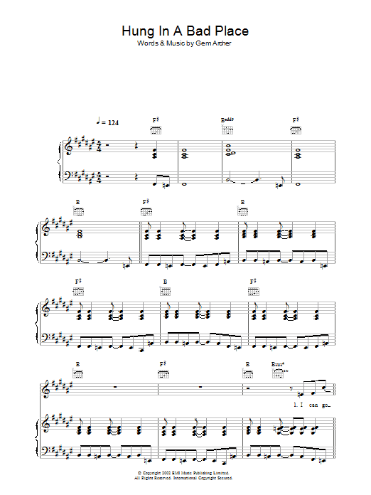 Oasis Hung In A Bad Place sheet music notes and chords arranged for Piano, Vocal & Guitar Chords