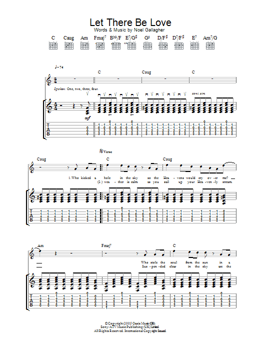 Oasis Let There Be Love sheet music notes and chords arranged for Beginner Piano