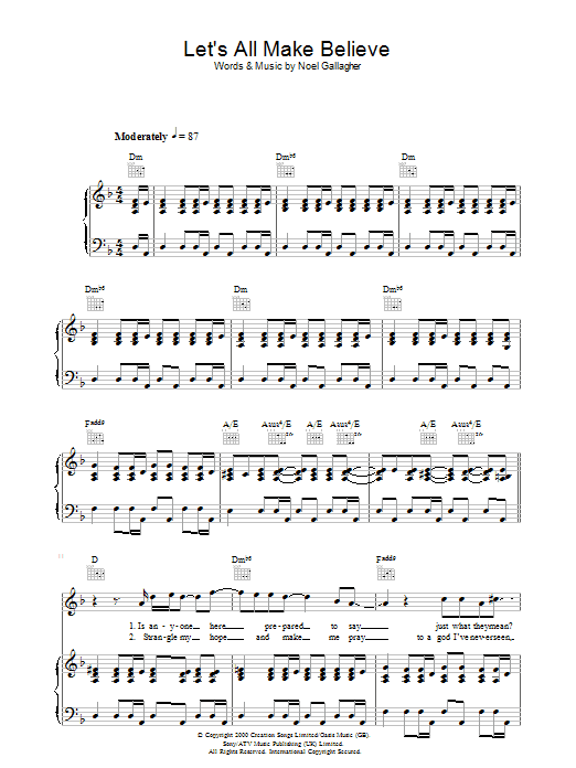 Oasis Let's All Make Believe sheet music notes and chords arranged for Guitar Tab