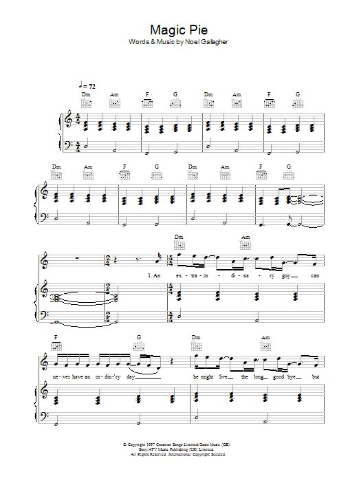 Oasis Magic Pie sheet music notes and chords arranged for Guitar Tab