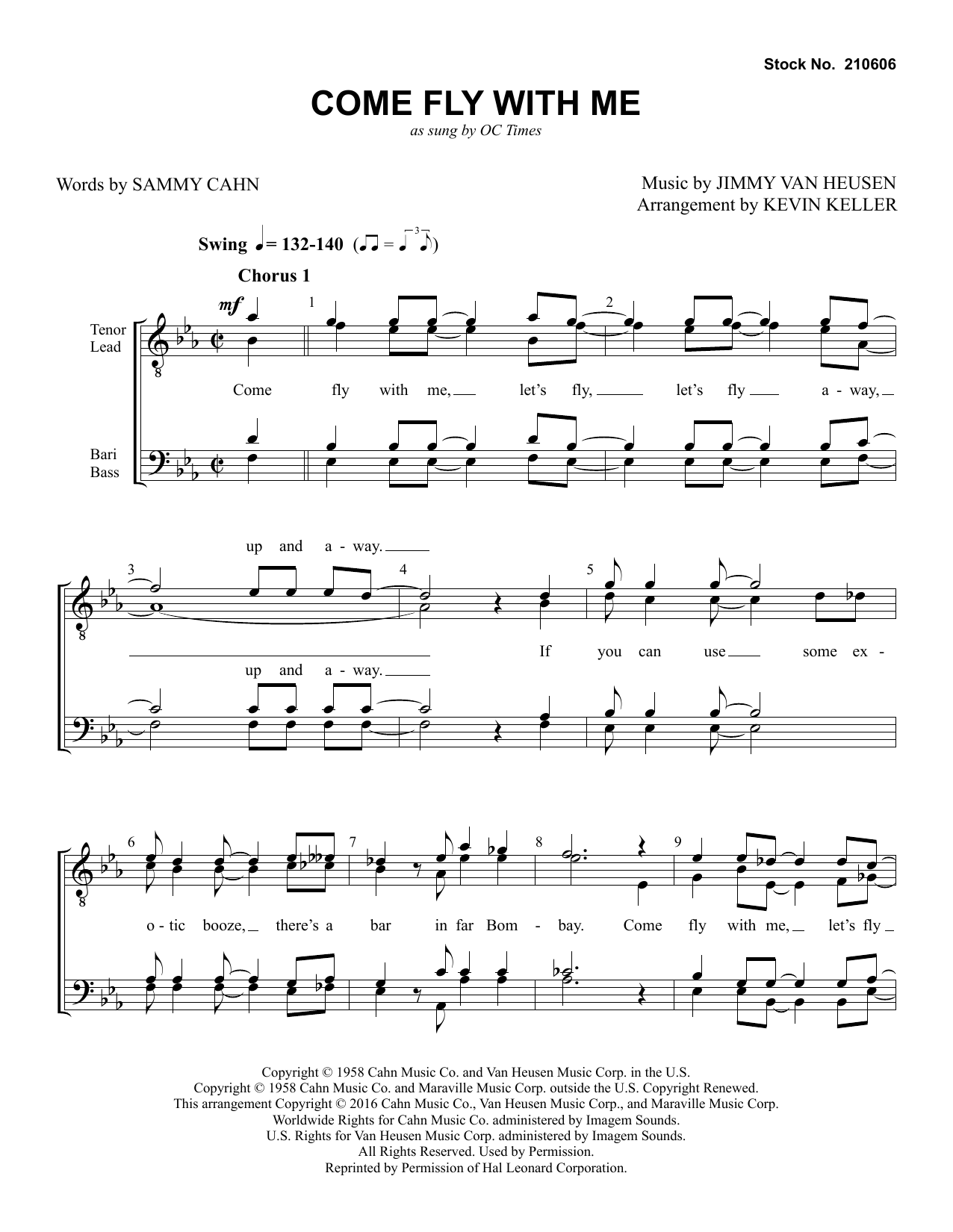 OC Times Come Fly With Me (arr. Kevin Keller) sheet music notes and chords arranged for SATB Choir
