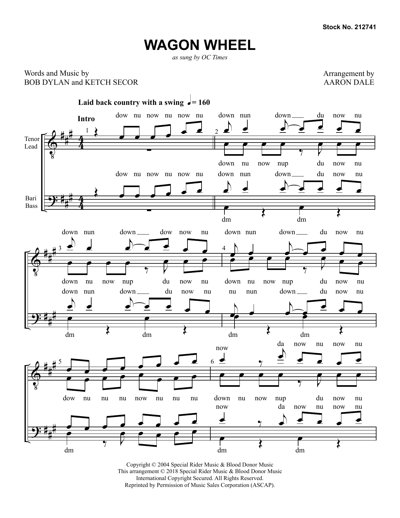 OC Times Wagon Wheel (arr. Aaron Dale) sheet music notes and chords arranged for TTBB Choir