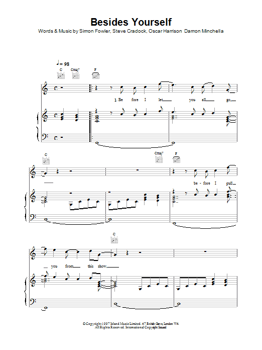 Ocean Colour Scene Besides Yourself sheet music notes and chords arranged for Guitar Tab