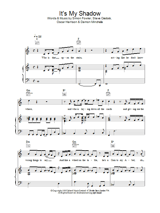Ocean Colour Scene It's My Shadow sheet music notes and chords arranged for Guitar Tab