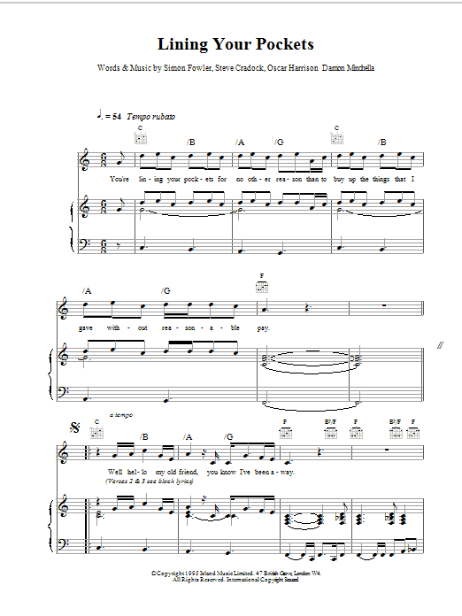 Ocean Colour Scene Lining Your Pockets sheet music notes and chords arranged for Guitar Tab