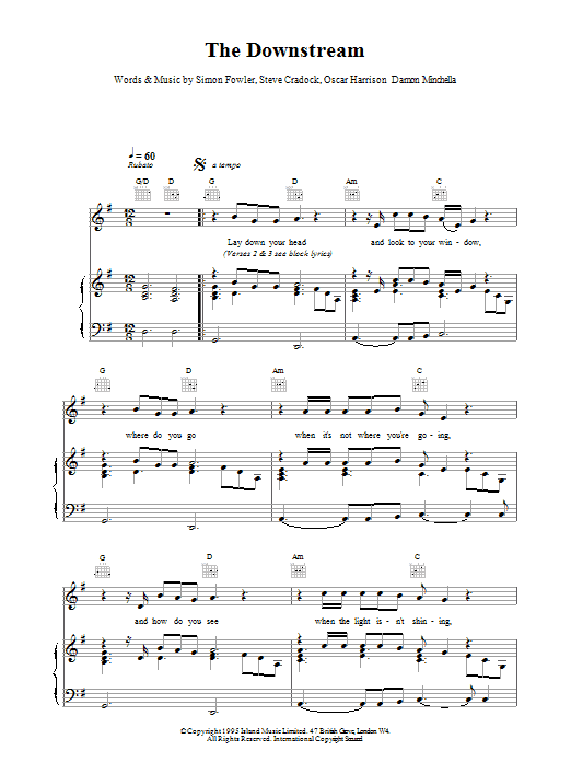 Ocean Colour Scene The Downstream sheet music notes and chords arranged for Piano, Vocal & Guitar Chords