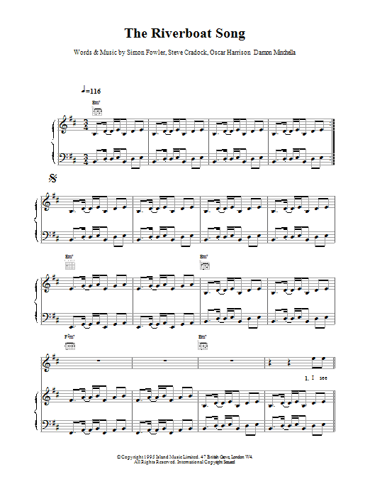 Ocean Colour Scene The Riverboat Song sheet music notes and chords arranged for Piano, Vocal & Guitar Chords
