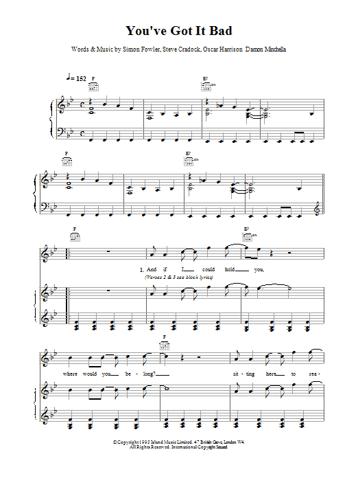Ocean Colour Scene You've Got It Bad sheet music notes and chords arranged for Piano, Vocal & Guitar Chords