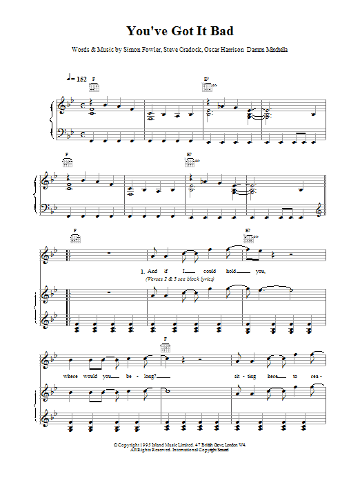 Ocean Colour Scene You've Got It Bad sheet music notes and chords arranged for Guitar Chords/Lyrics