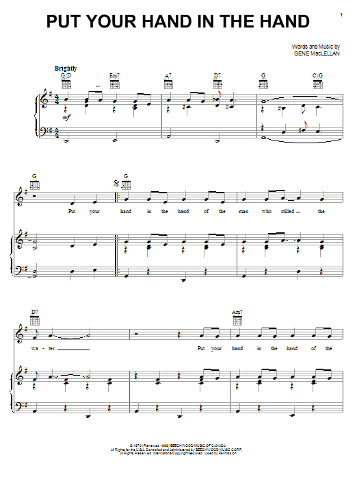Ocean Put Your Hand In The Hand sheet music notes and chords arranged for Flute Solo