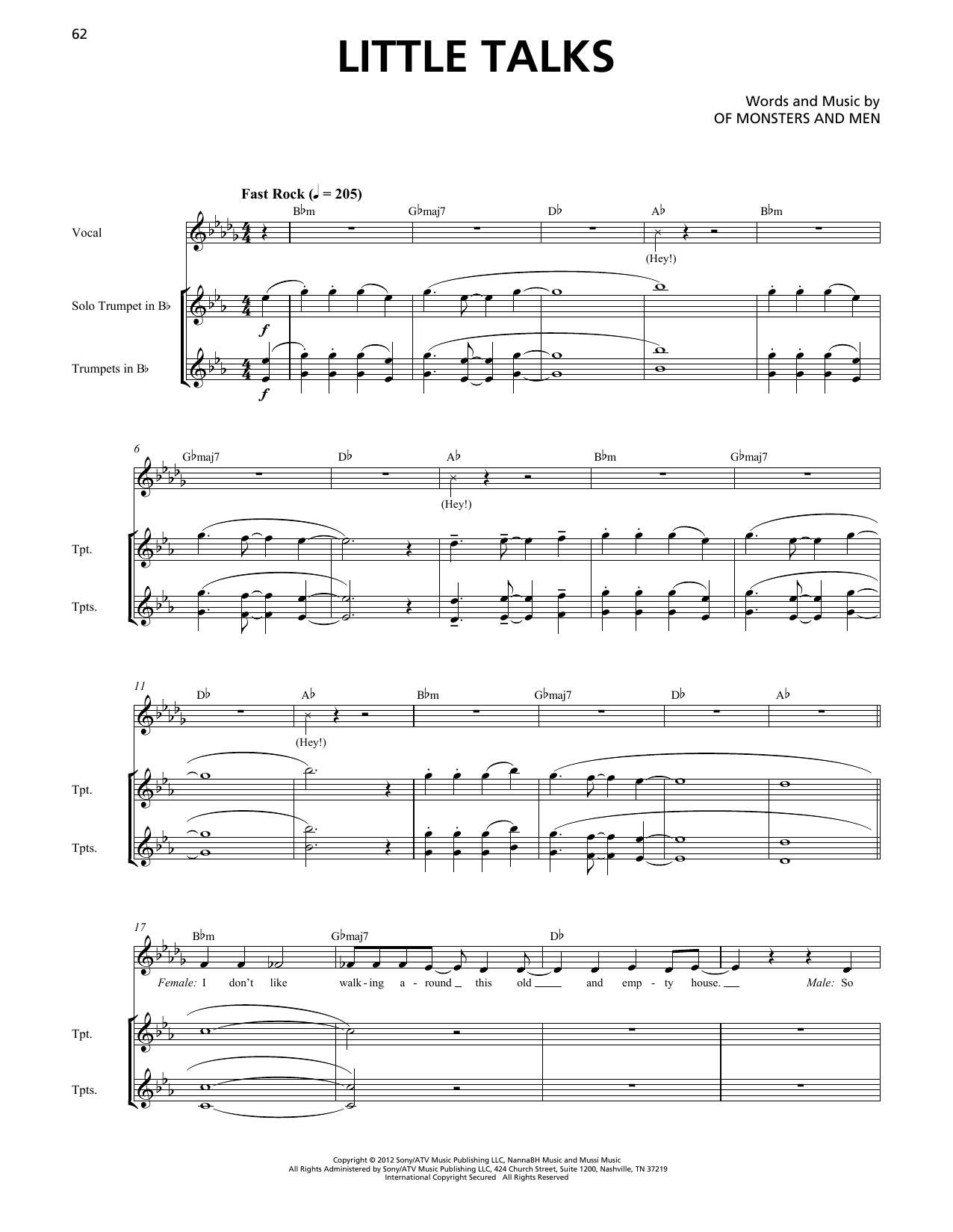 Of Monsters And Men Little Talks (Horn Section) sheet music notes and chords arranged for Transcribed Score