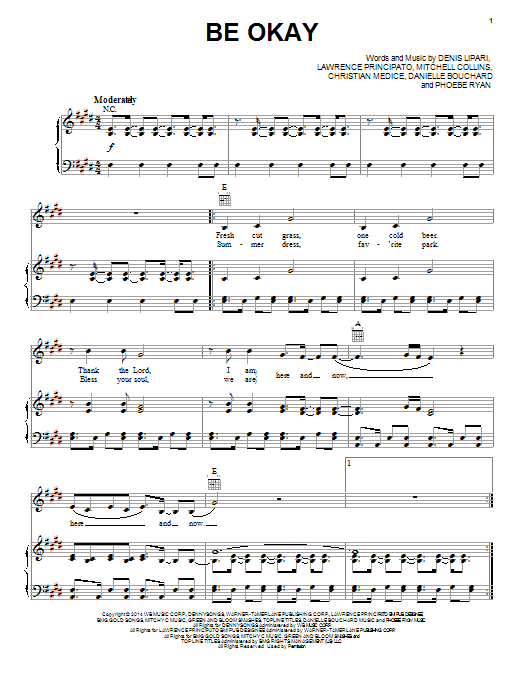 Oh Honey Be Okay sheet music notes and chords arranged for Piano, Vocal & Guitar Chords (Right-Hand Melody)