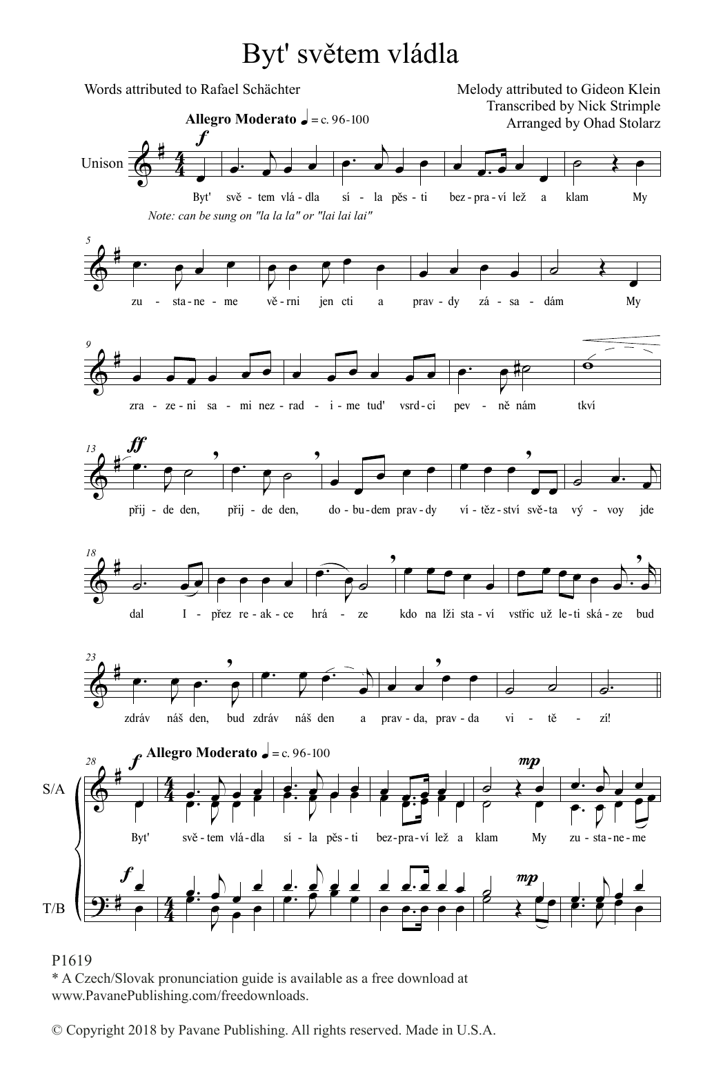 Ohad Stolarz Byt' svetem vladla sheet music notes and chords arranged for SATB Choir