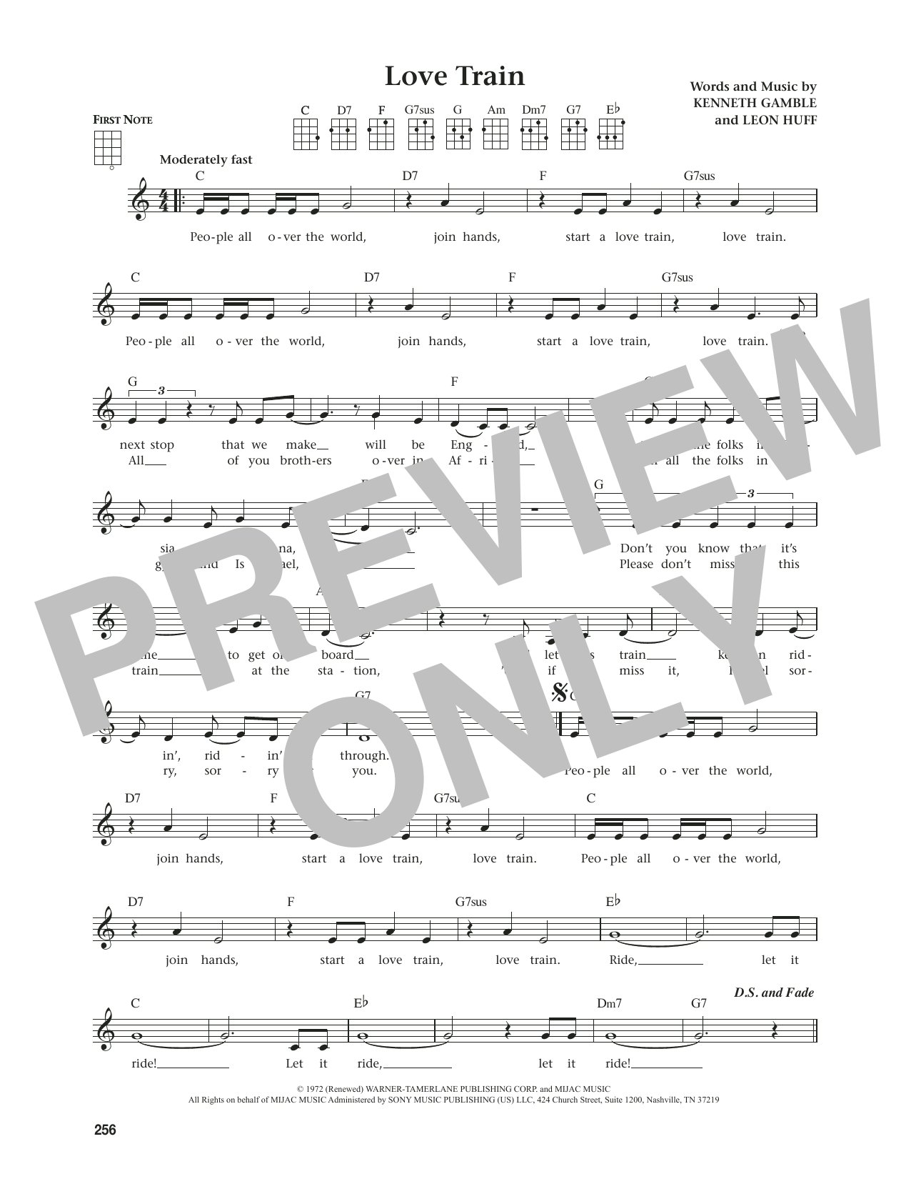 O'Jays Love Train (from The Daily Ukulele) (arr. Jim Beloff) sheet music notes and chords arranged for Ukulele