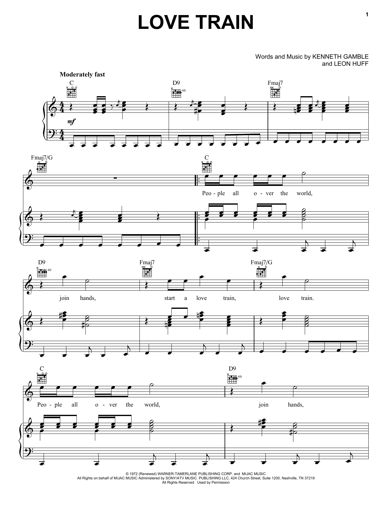 O'Jays Love Train sheet music notes and chords arranged for Drum Chart