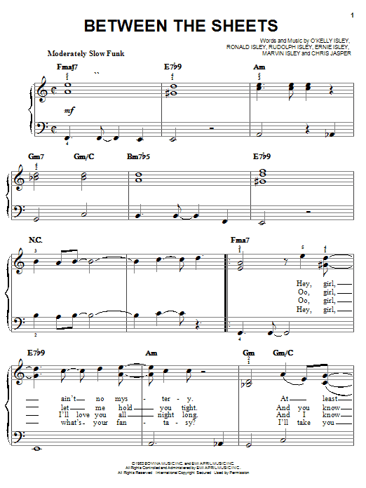 O'Kelly Isley Jr. Between The Sheets sheet music notes and chords arranged for Easy Piano