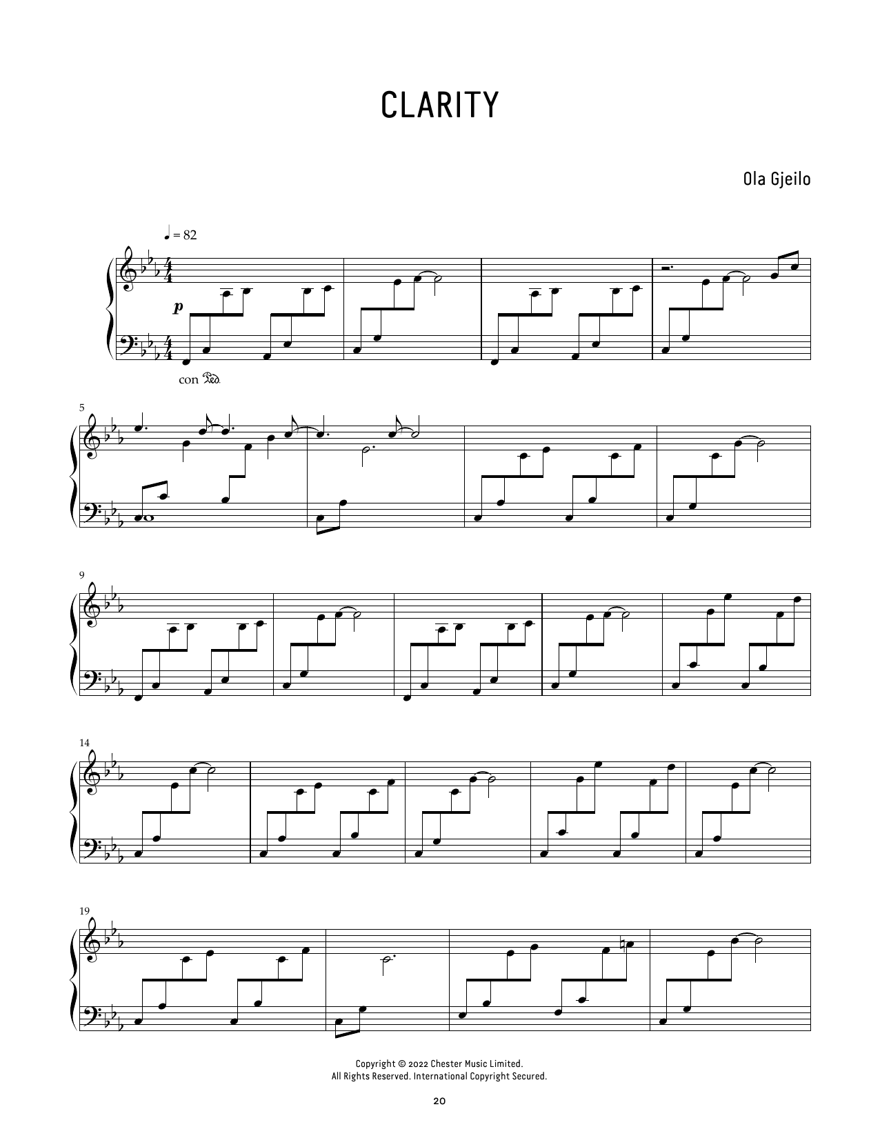 Ola Gjeilo Clarity sheet music notes and chords arranged for Piano Solo