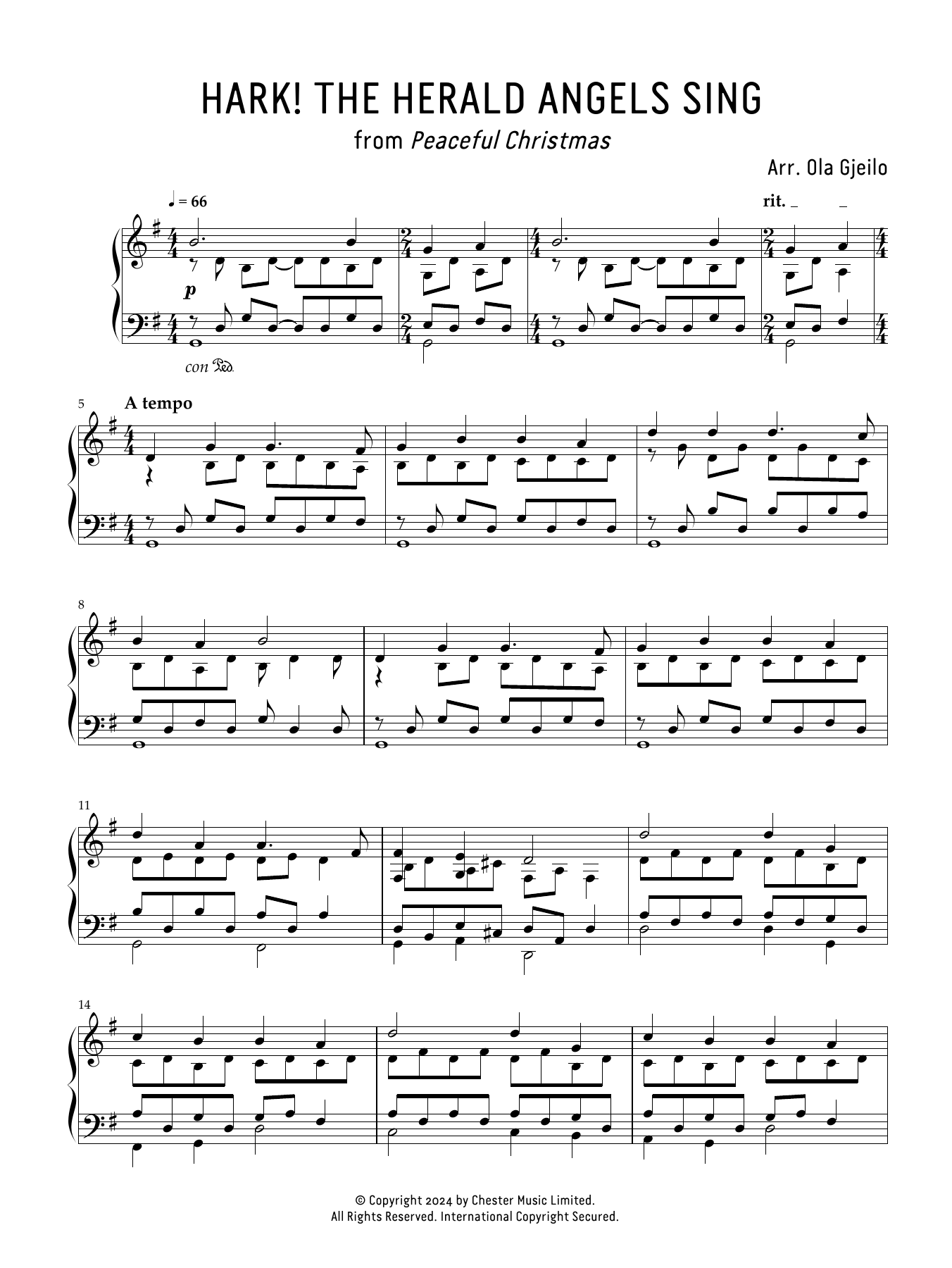 Ola Gjeilo Hark! The Herald Angels Sing sheet music notes and chords arranged for Piano Solo