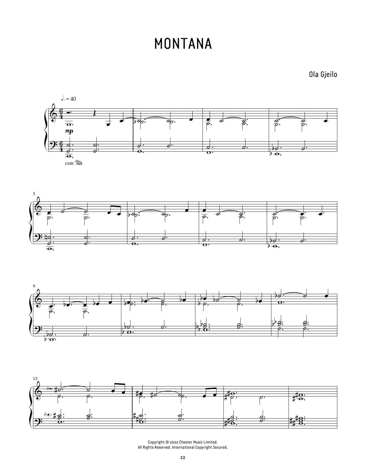 Ola Gjeilo Montana sheet music notes and chords arranged for Piano Solo