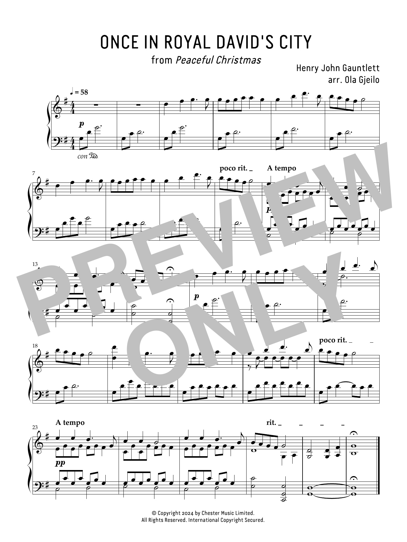 Ola Gjeilo Once In Royal David's City sheet music notes and chords arranged for Piano Solo
