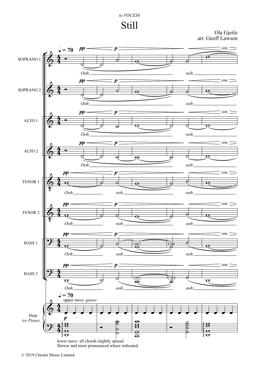 Ola Gjeilo Still (arr. Geoff Lawson) sheet music notes and chords arranged for SSAATTBB Choir