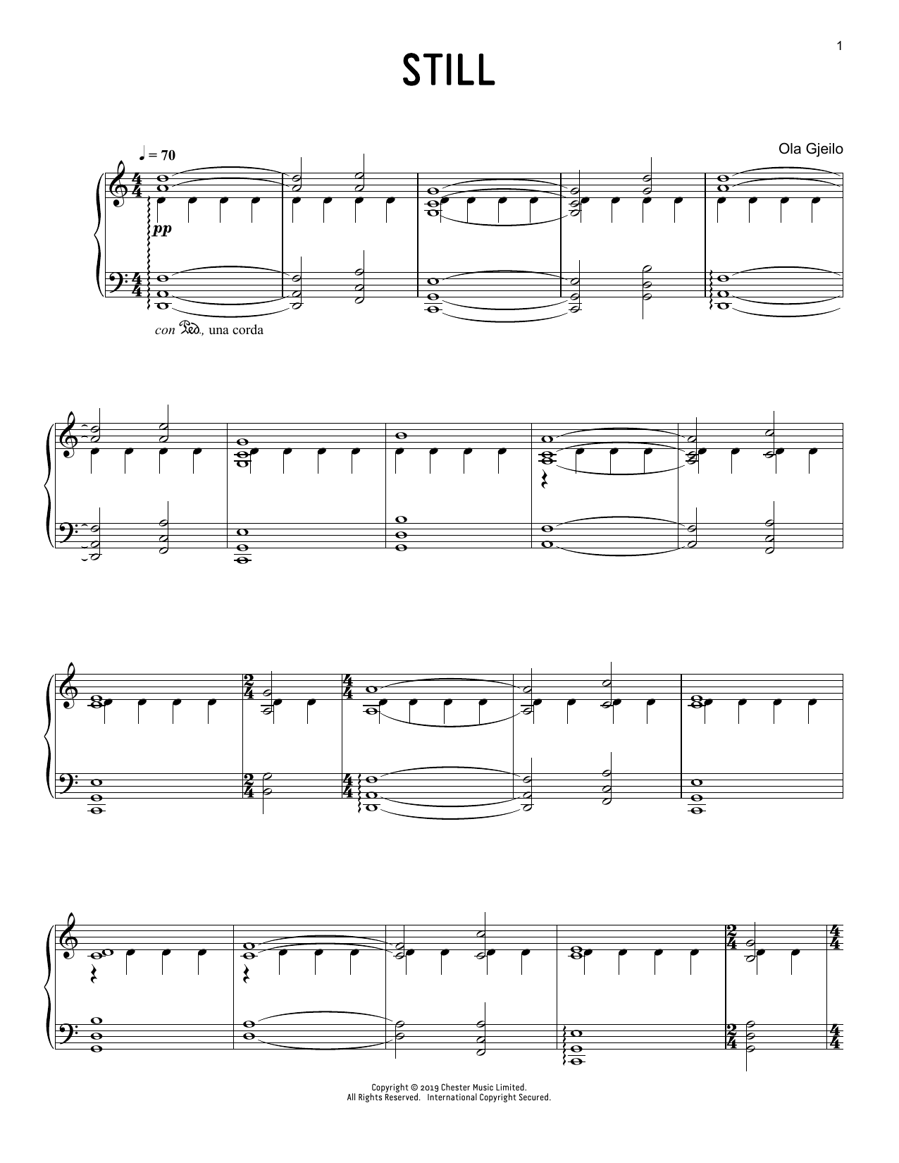 Ola Gjeilo Still sheet music notes and chords arranged for Piano Solo