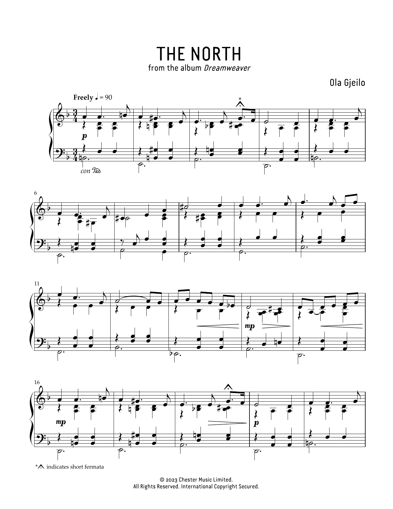 Ola Gjeilo The North sheet music notes and chords arranged for Piano Solo