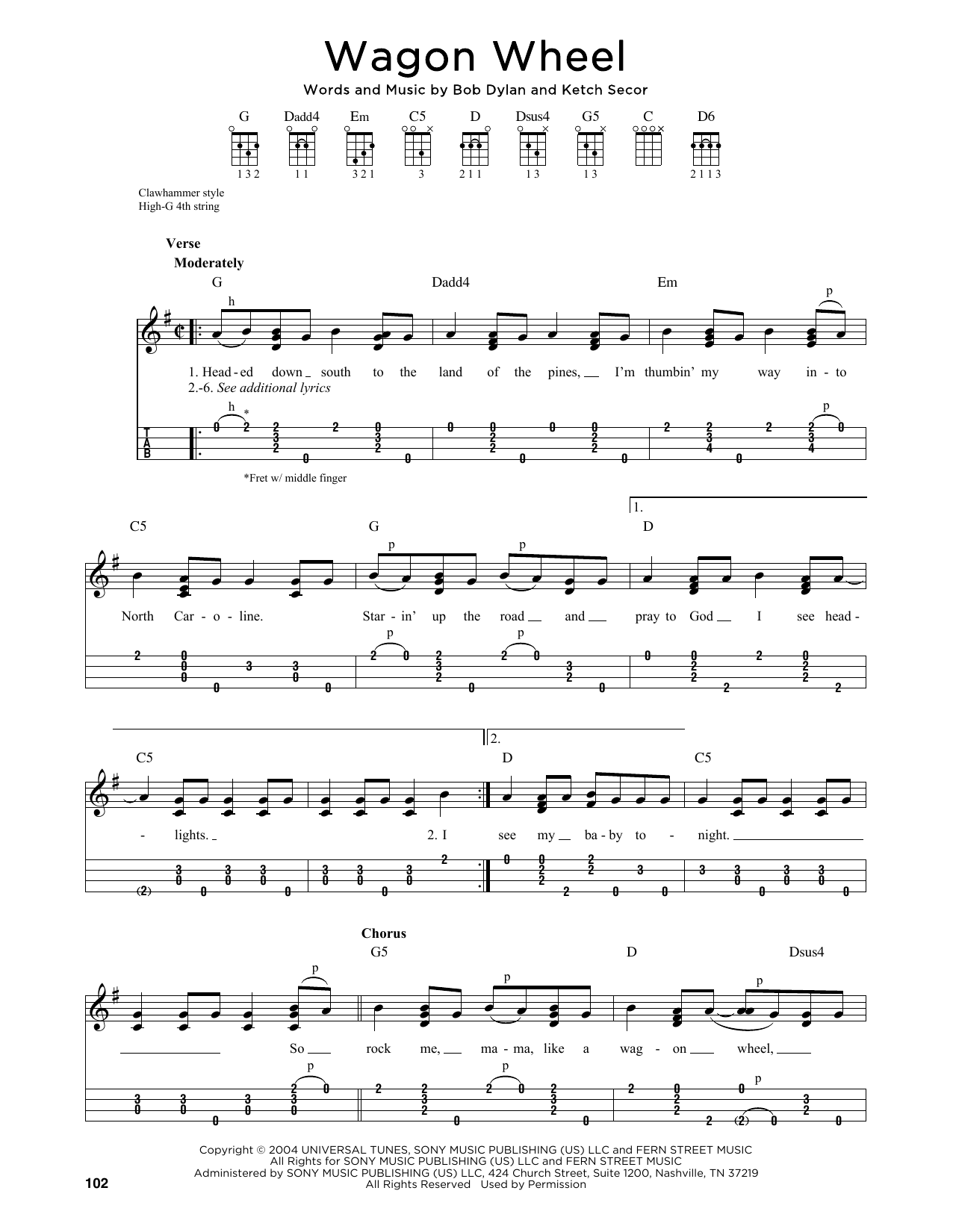 Old Crow Medicine Show Wagon Wheel (arr. Jim Schustedt) sheet music notes and chords arranged for Ukulele