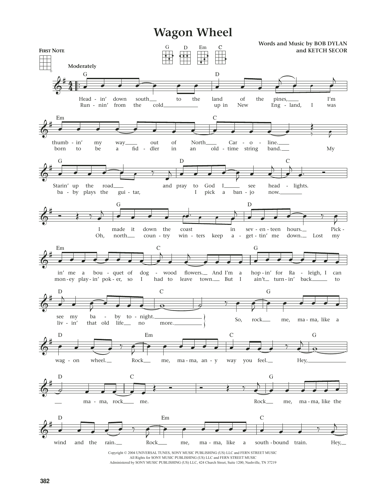 Old Crow Medicine Show Wagon Wheel (from The Daily Ukulele) (arr. Jim Beloff) sheet music notes and chords arranged for Ukulele