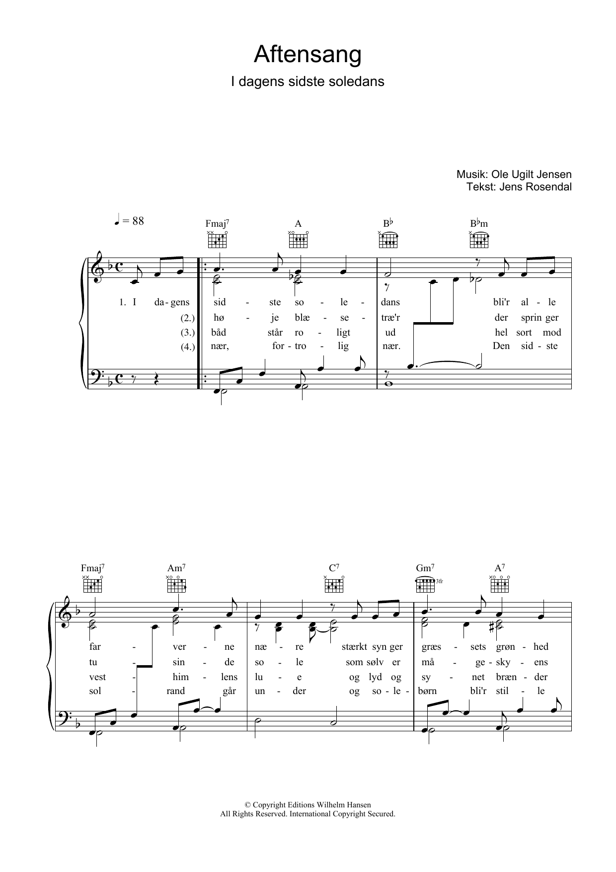 Ole Ugilt Jensen Aftensang I Dagens Sidste Soledans sheet music notes and chords. Download Printable PDF.