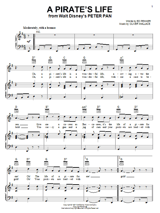 Oliver Wallace & Ed Penner A Pirate's Life (from Peter Pan) sheet music notes and chords arranged for Trumpet Solo