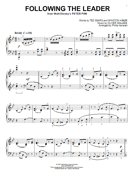 Oliver Wallace Following The Leader [Classical version] (from Peter Pan) (arr. Phillip Keveren) sheet music notes and chords arranged for Piano Solo