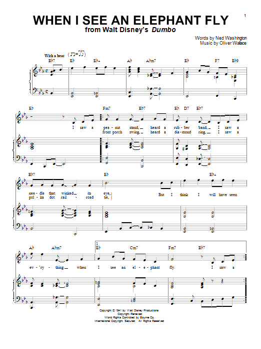 Oliver Wallace When I See An Elephant Fly (from Dumbo) sheet music notes and chords arranged for French Horn Solo