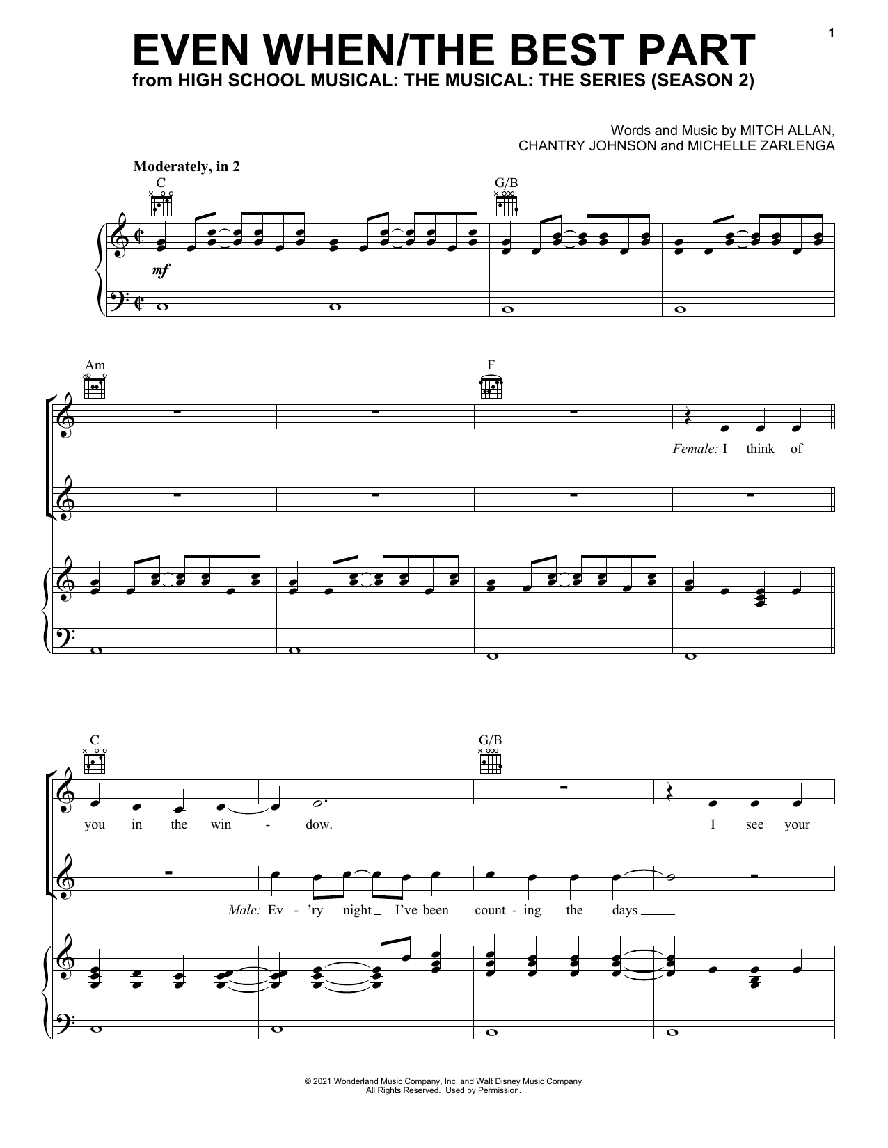 Olivia Rodrigo & Joshua Bassett Even When/The Best Part (from High School Musical: The Musical: The Series) sheet music notes and chords arranged for Piano, Vocal & Guitar Chords (Right-Hand Melody)
