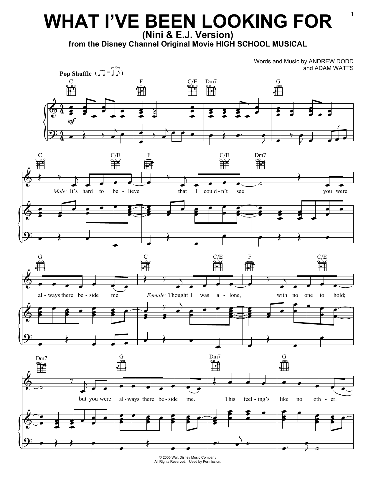 Olivia Rodrigo & Matt Cornett What I've Been Looking For (from High School Musical: The Musical: The Series) sheet music notes and chords arranged for Piano, Vocal & Guitar Chords (Right-Hand Melody)