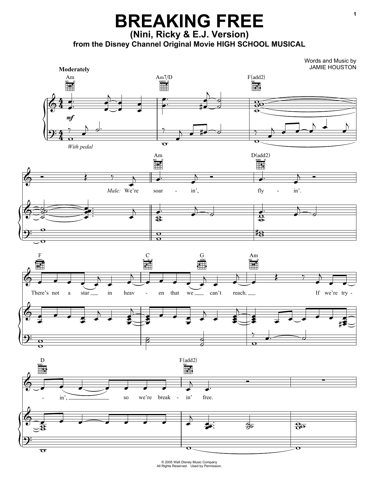 Olivia Rodrigo, Joshua Bassett & Matt Cornett Breaking Free (from High School Musical: The Musical: The Series) sheet music notes and chords arranged for Piano, Vocal & Guitar Chords (Right-Hand Melody)