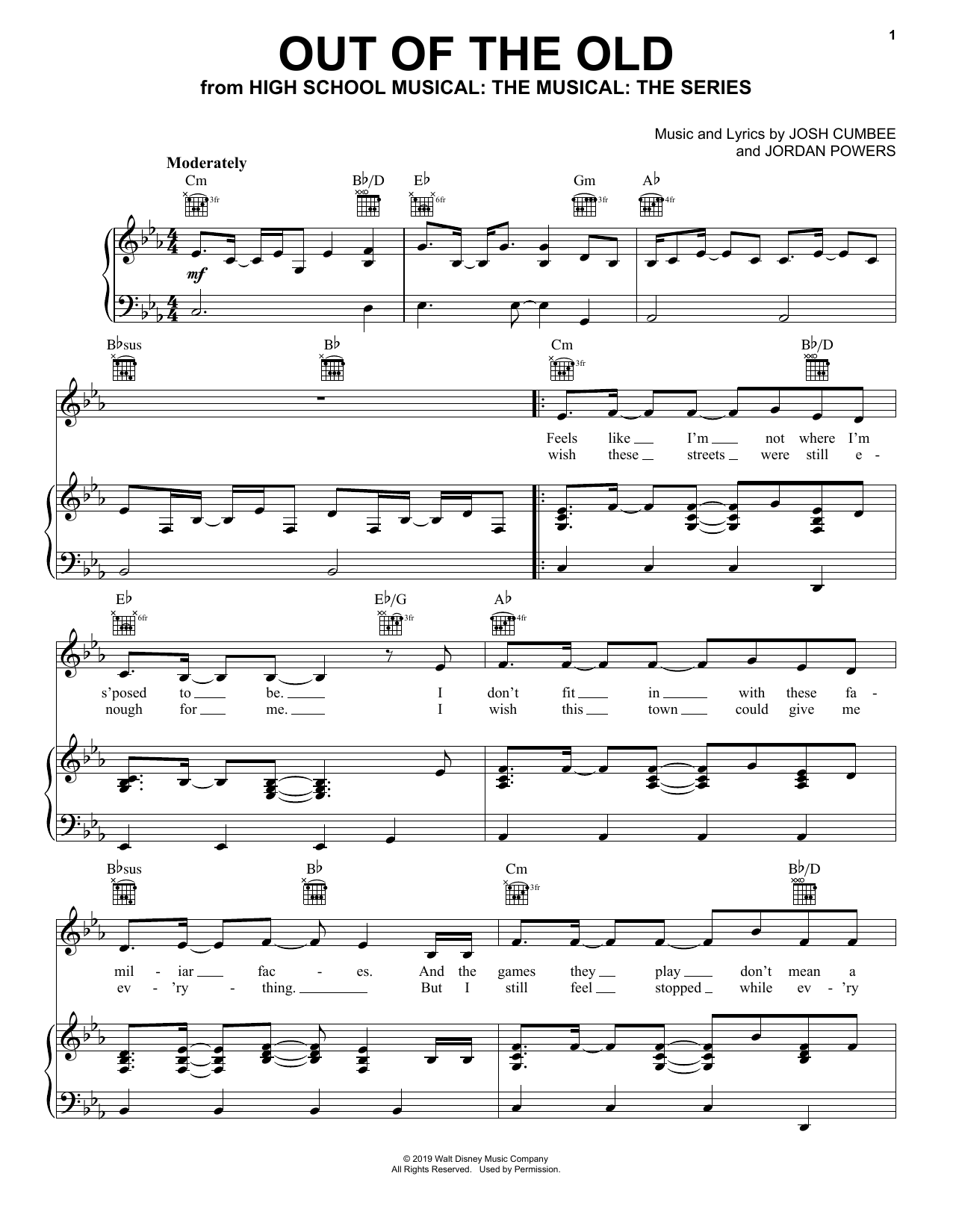 Olivia Rodrigo Out Of The Old (from High School Musical: The Musical: The Series) sheet music notes and chords arranged for Piano, Vocal & Guitar Chords (Right-Hand Melody)