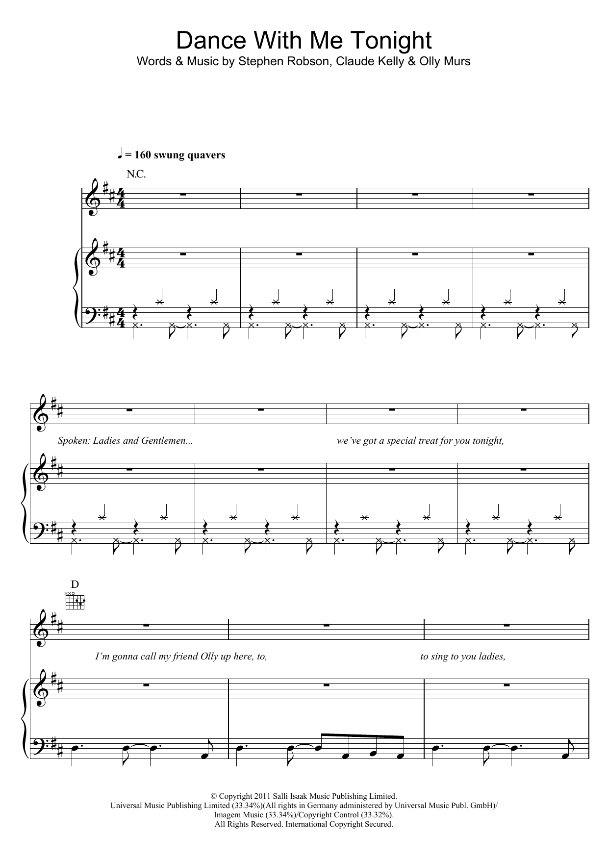 Olly Murs Dance With Me Tonight sheet music notes and chords arranged for Beginner Piano