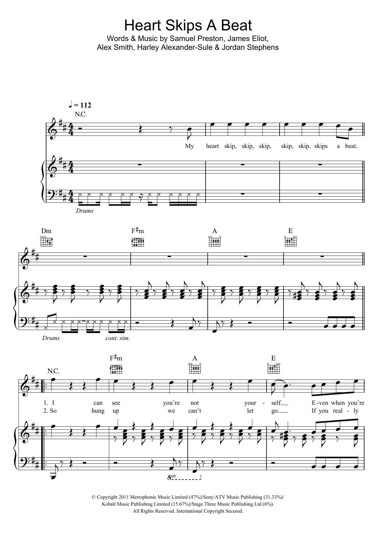 Olly Murs Heart Skips A Beat sheet music notes and chords arranged for Beginner Piano