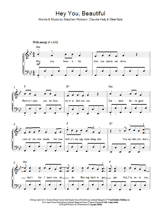 Olly Murs Hey You Beautiful sheet music notes and chords arranged for Easy Piano