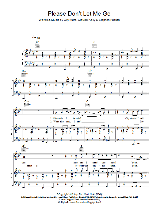 Olly Murs Please Don't Let Me Go sheet music notes and chords arranged for Beginner Piano