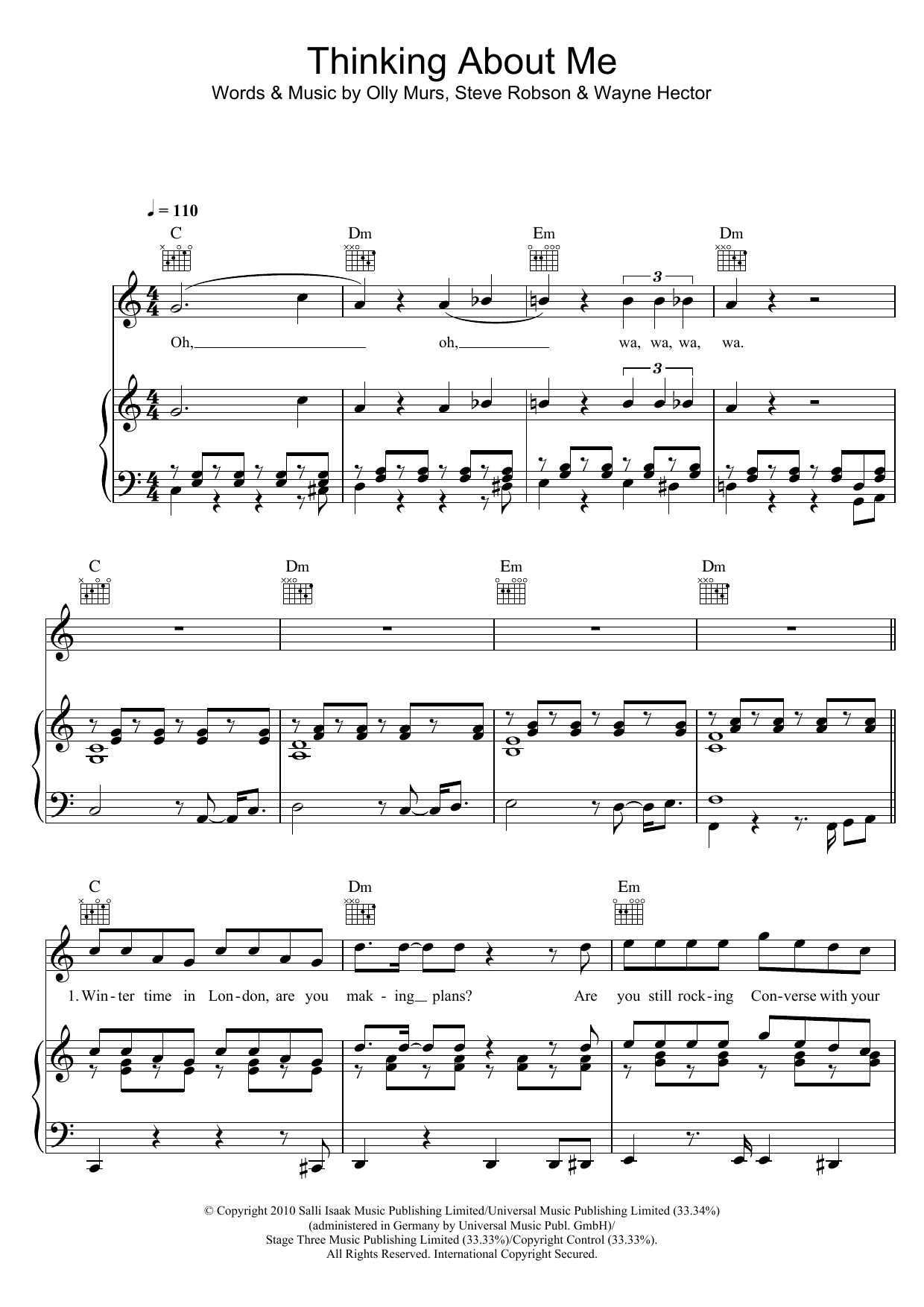 Olly Murs Thinking Of Me sheet music notes and chords arranged for Beginner Piano