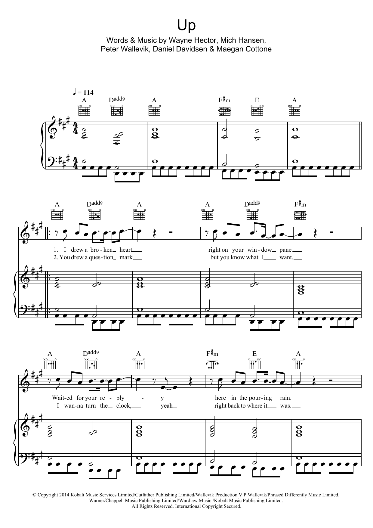 Olly Murs Up (feat. Demi Lovato) sheet music notes and chords arranged for Piano, Vocal & Guitar Chords