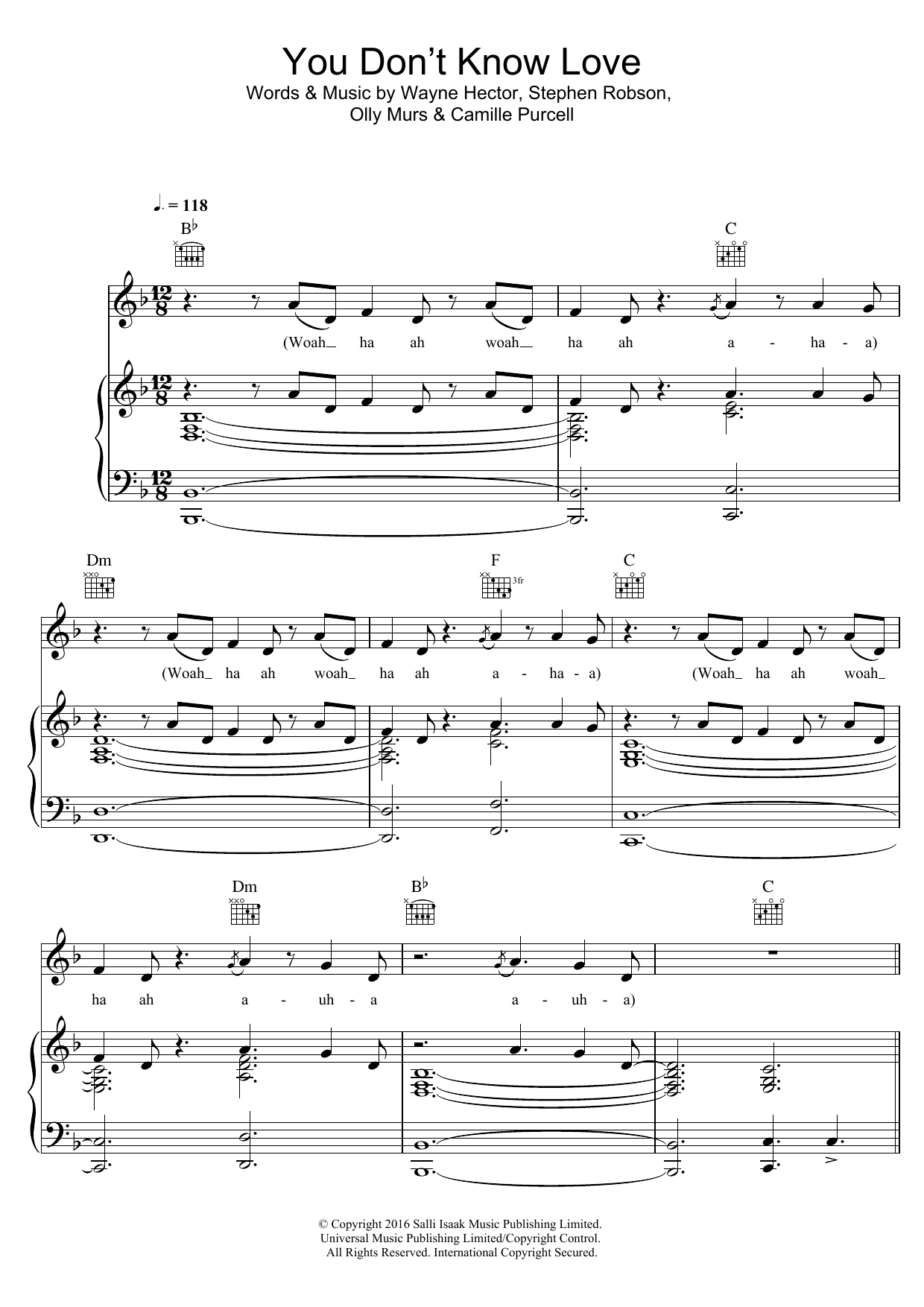 Olly Murs You Don't Know Love sheet music notes and chords arranged for Piano, Vocal & Guitar Chords