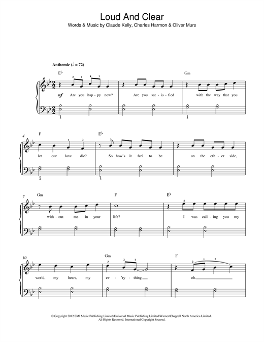 Olly Murs Loud & Clear sheet music notes and chords arranged for Beginner Piano