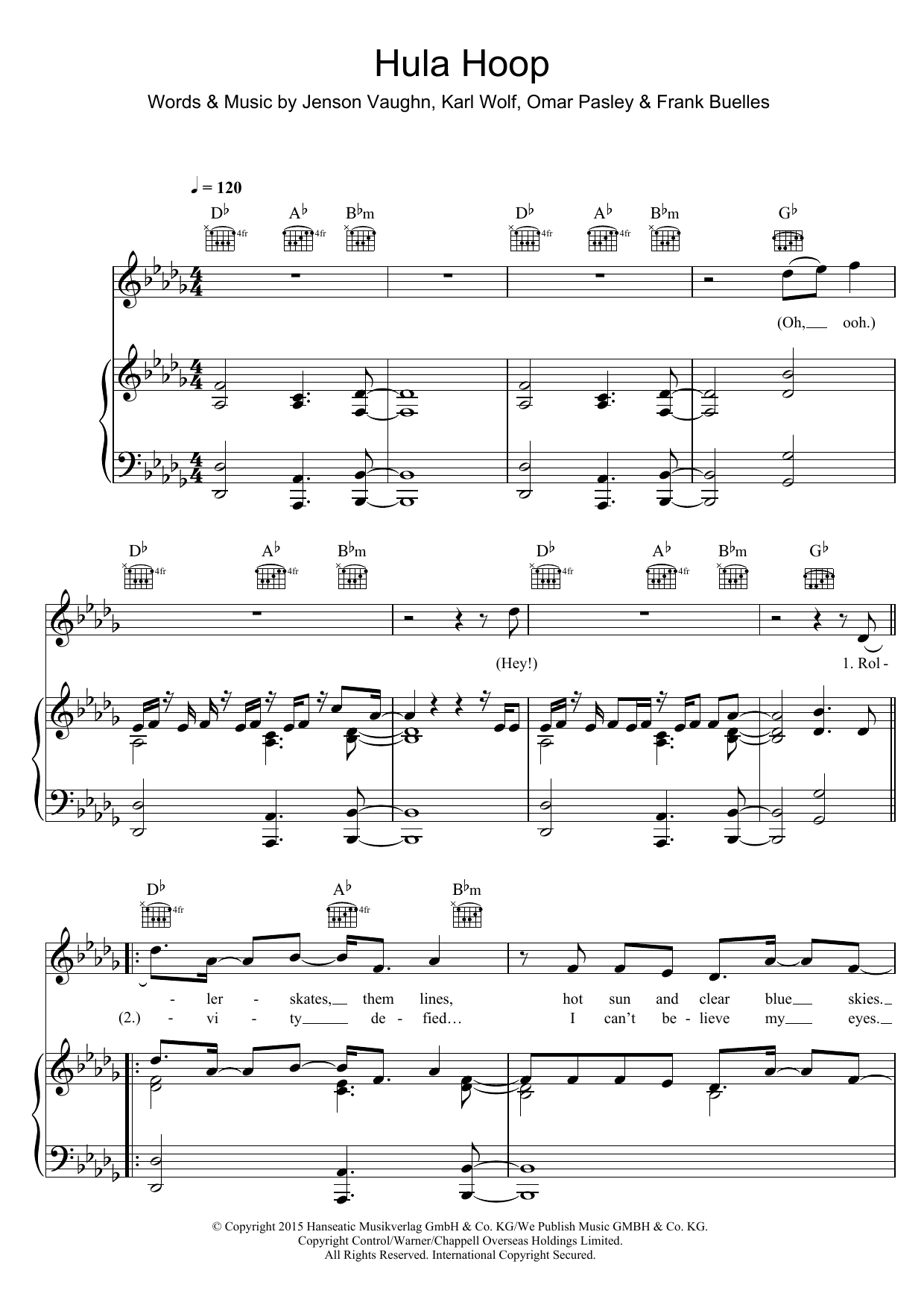 Omi Hula Hoop sheet music notes and chords arranged for Piano, Vocal & Guitar Chords