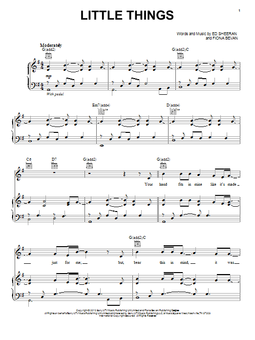 One Direction Little Things sheet music notes and chords arranged for Easy Guitar Tab
